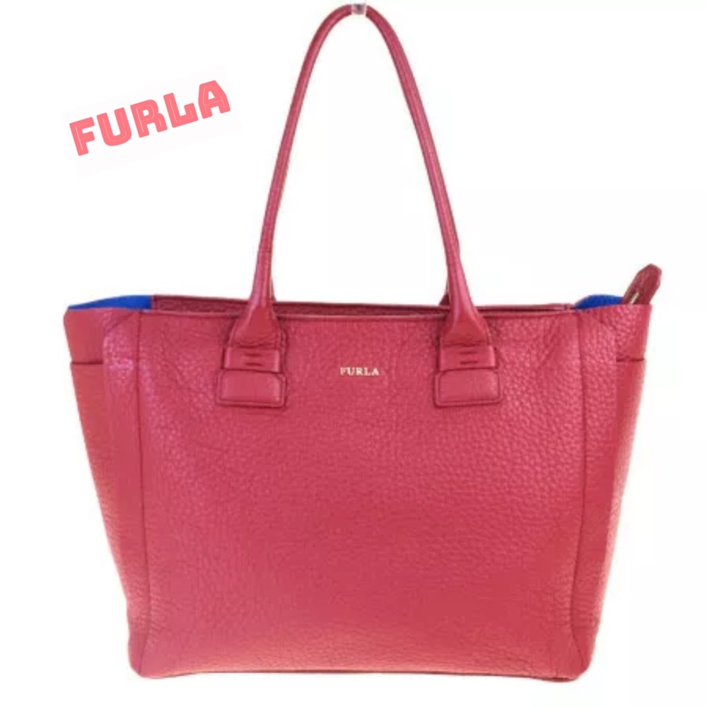Auth Vintage Furla Leather Tote Bag With Dust bag
